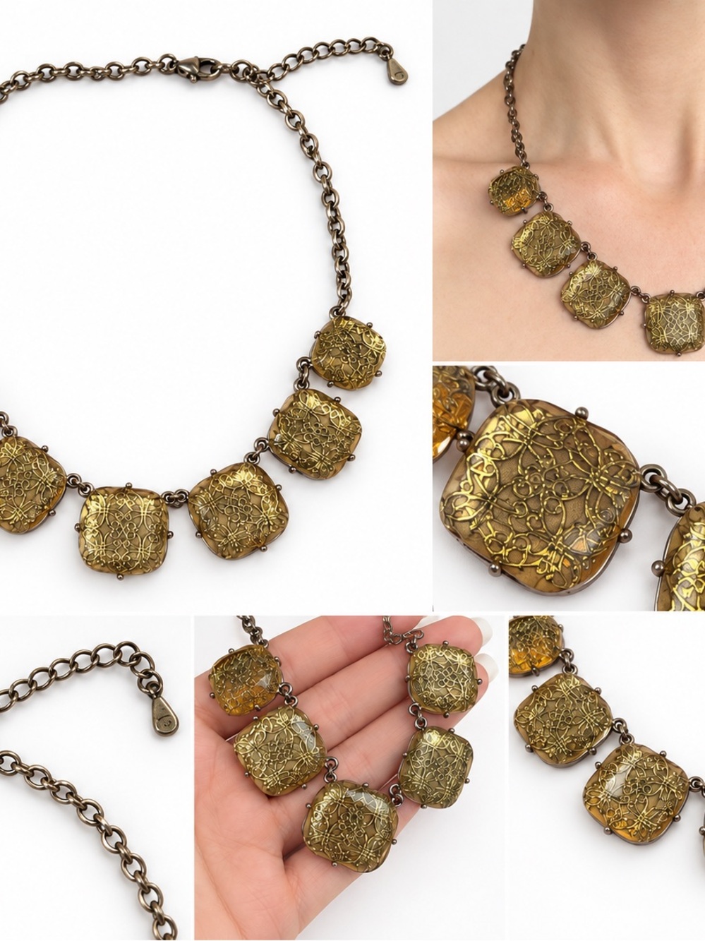 Vintage-Inspired Gold Filigree Statement Necklace